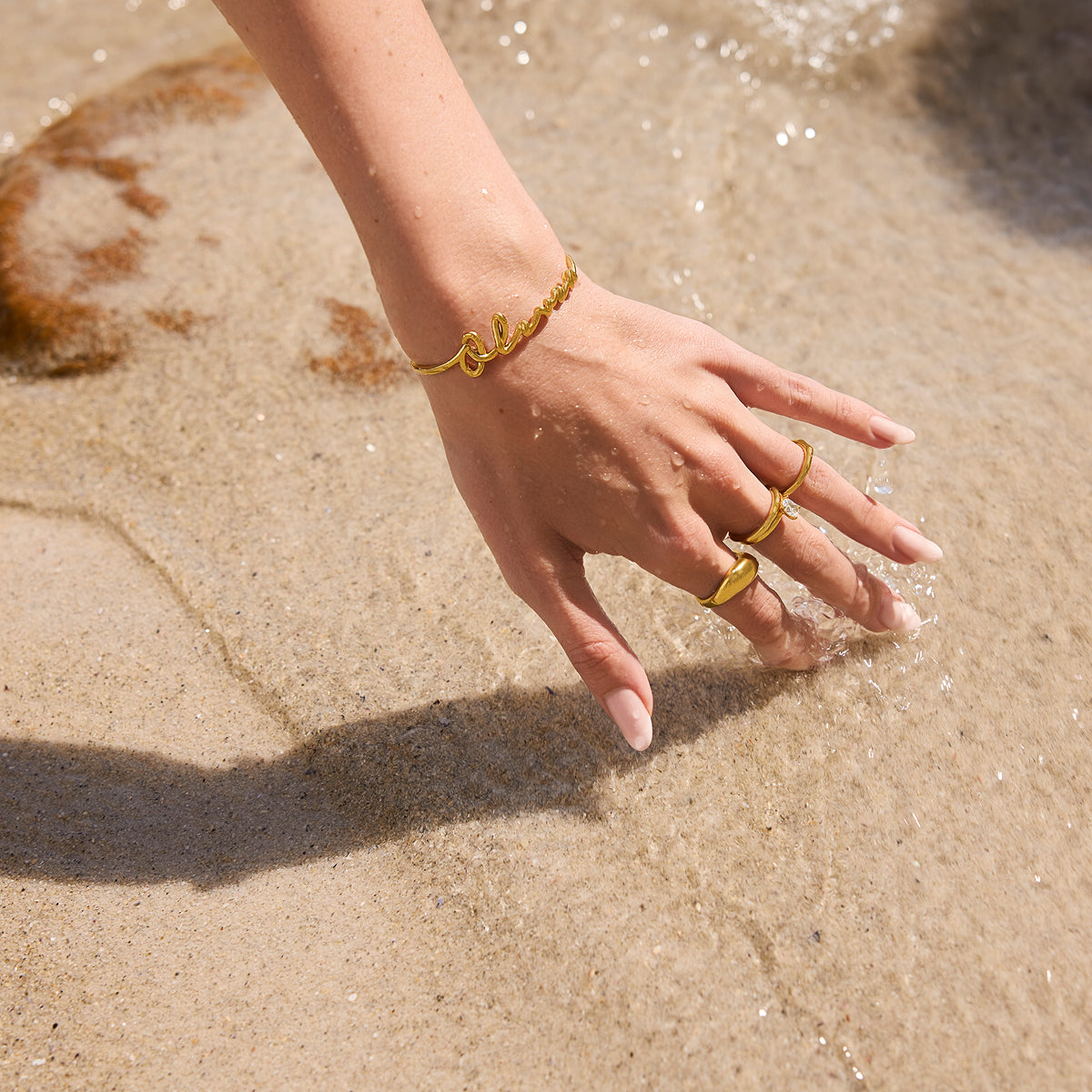 Written In The Sand Custom Name Bangle (Gold)