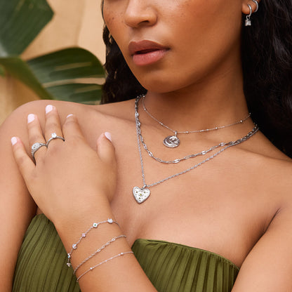 Talisman Heart Birthstone Necklace (Silver)