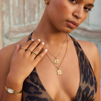 Talisman Token Birthstone Necklace (Gold)