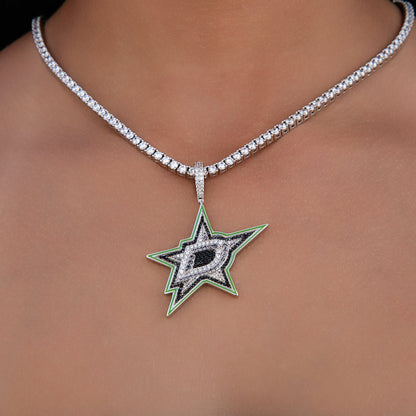 Dallas Stars Official NHL Logo Pendant in White Gold