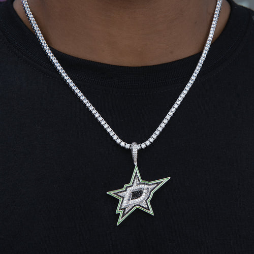 Dallas Stars Official NHL Logo Pendant in White Gold