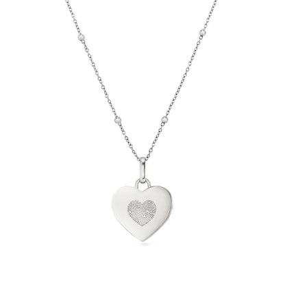 Uniquely Yours Fingerprint Heart Necklace - Single Fingerprint (Silver)