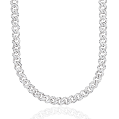 Diamond Cuban Necklace in White Gold - 8.5mm