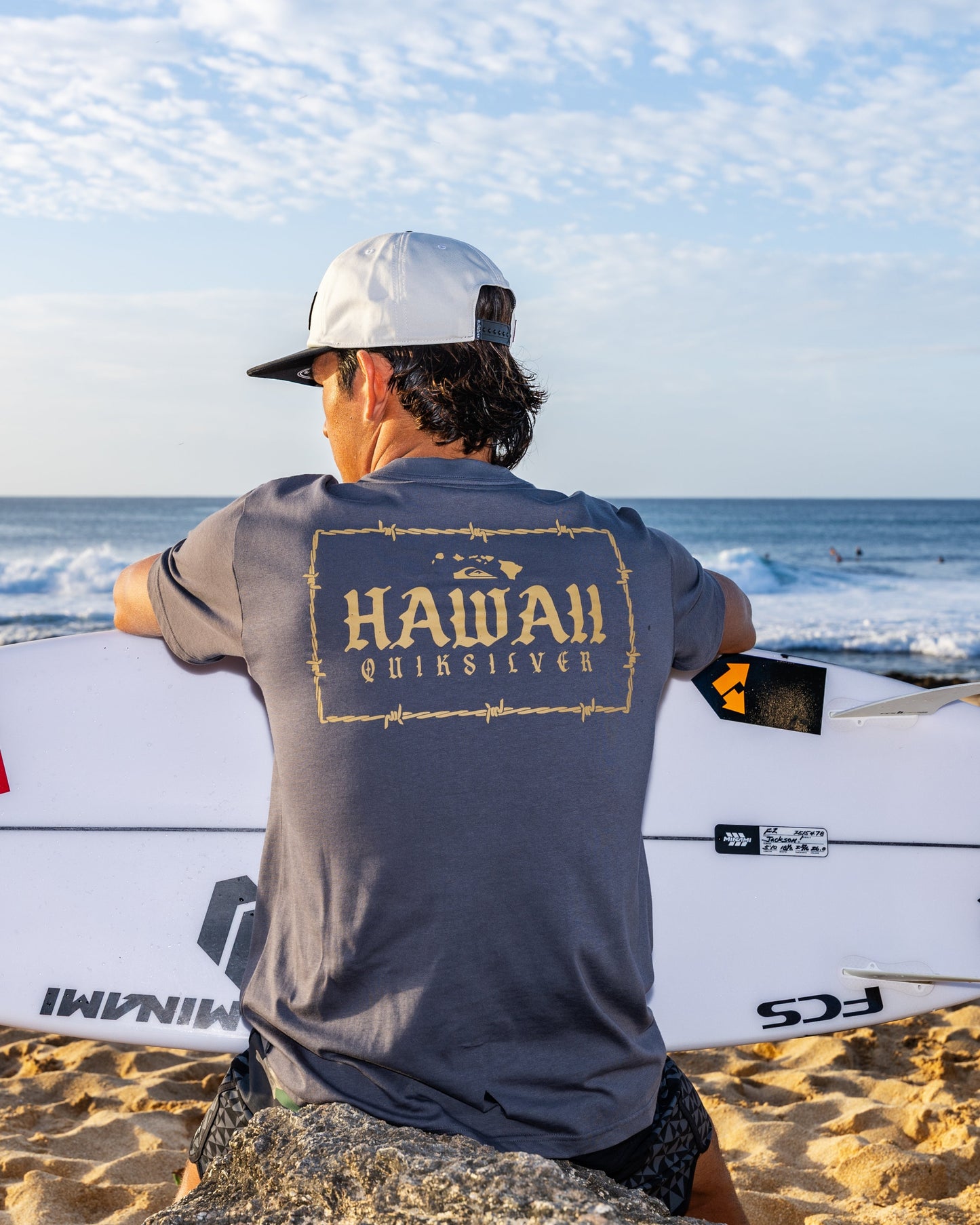 Hawaii Lock Short Sleeve Knit T-Shirt - Iron Gate