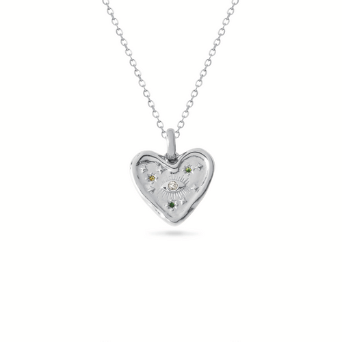 Talisman Heart Birthstone Necklace (Silver)