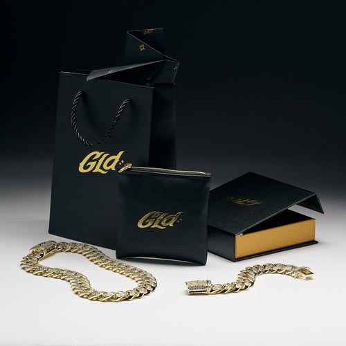 Diamond Cuban Chain + Bracelet Gift Bundle in Yellow Gold - 12mm