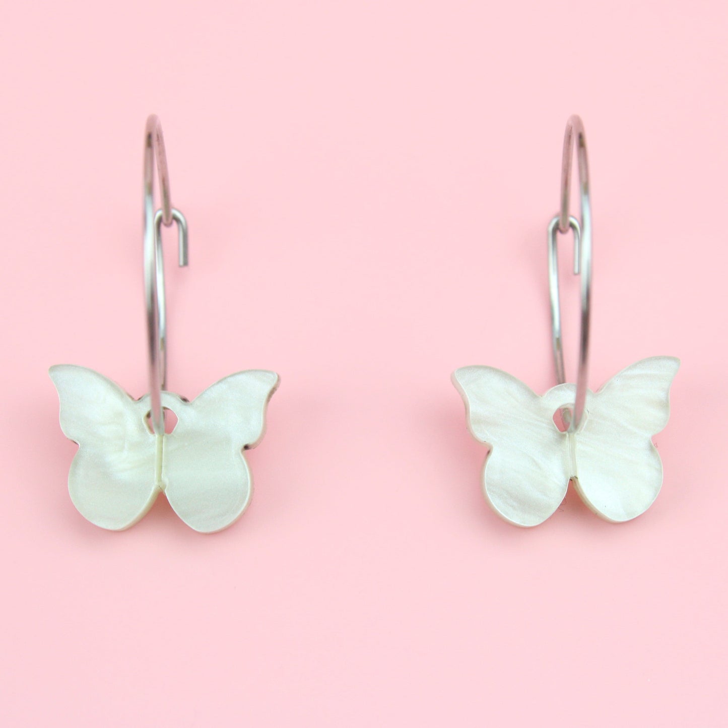 You're My Butterfly, Sugar Baby Hoop Earrings (Marble Green)