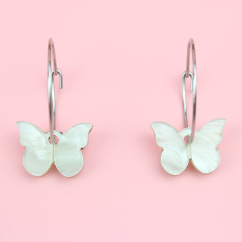 You're My Butterfly, Sugar Baby Hoop Earrings (Marble Green)