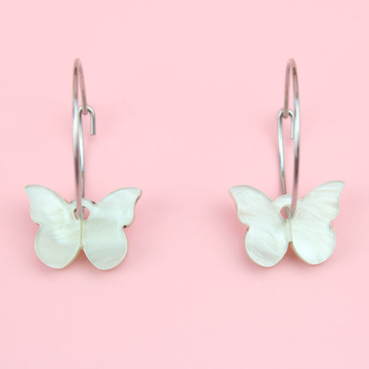 You're My Butterfly, Sugar Baby Hoop Earrings (Marble Green)