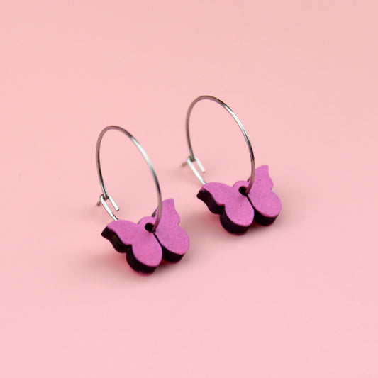 You're My Butterfly, Sugar Baby Hoop Earrings (Pink)