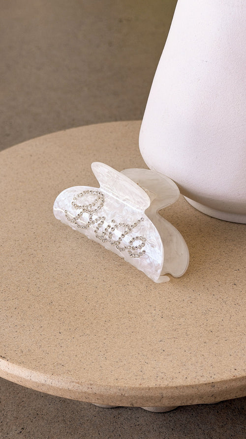 Bride Diamante Hairclip - White