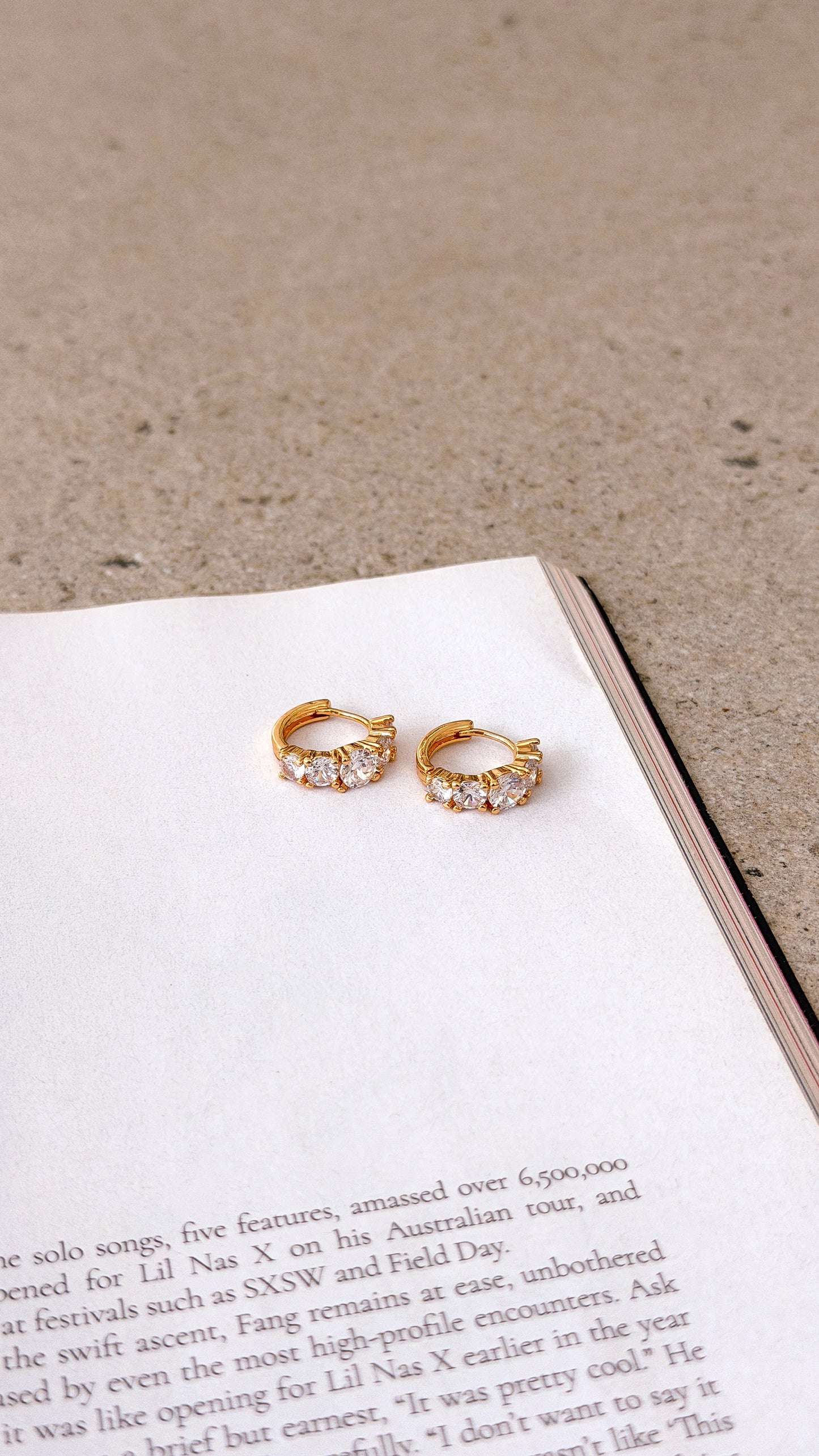 Birch Crystal 18K Gold Plated Huggie Earrings - Gold