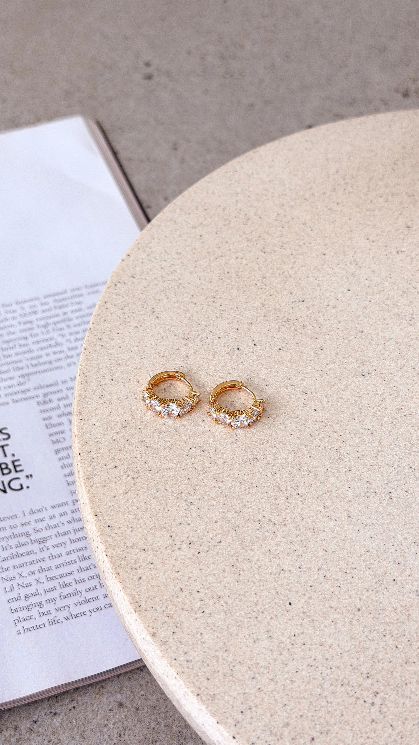 Birch Crystal 18K Gold Plated Huggie Earrings - Gold