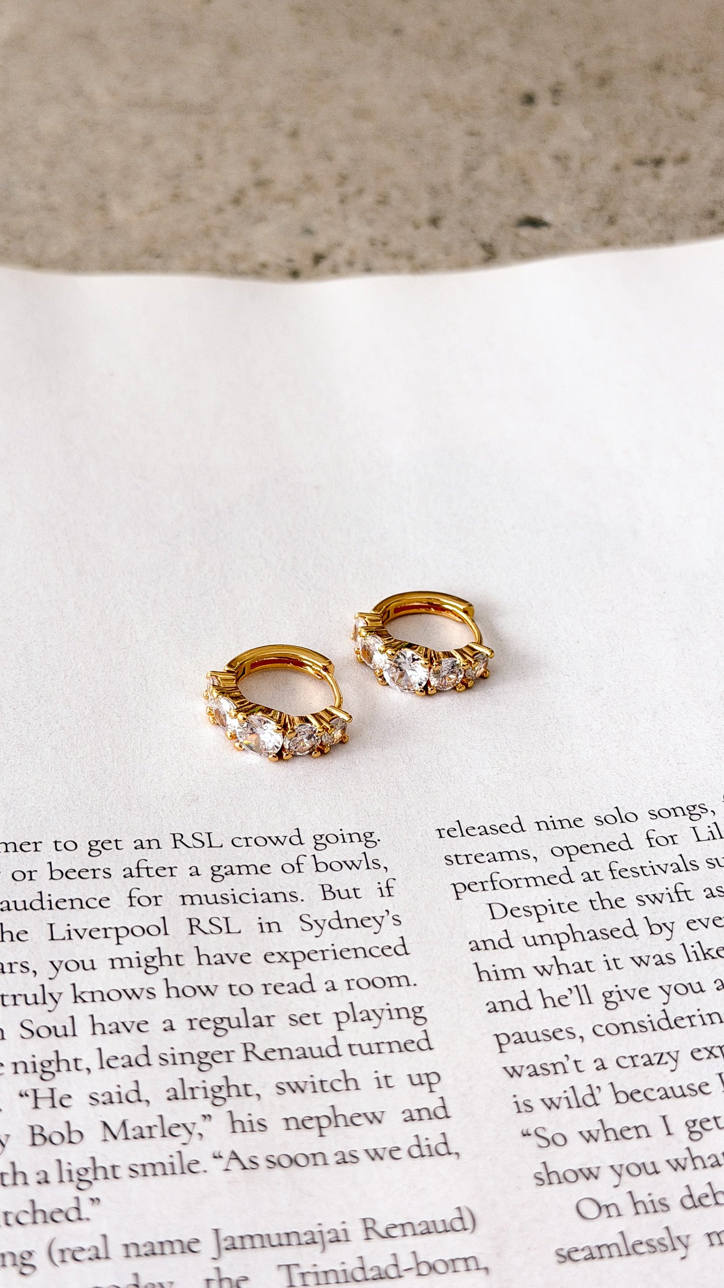 Birch Crystal 18K Gold Plated Huggie Earrings - Gold