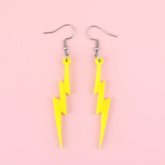 Yellow Lightning Bolt Earrings