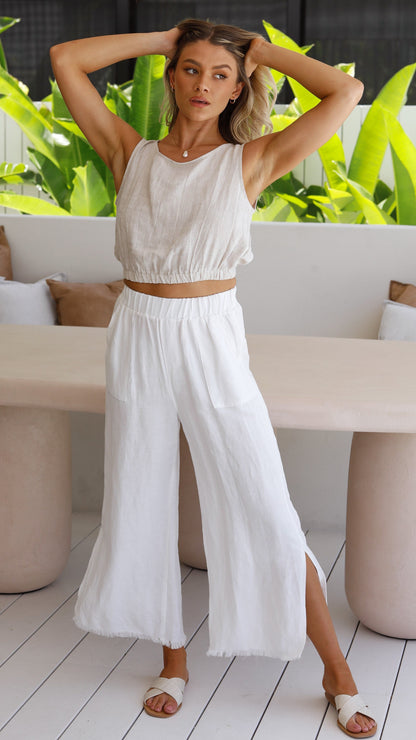 Aimee Linen Top - Oat