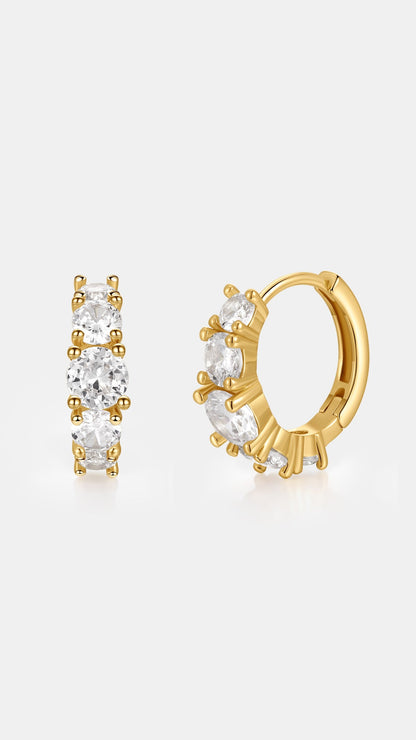 Birch Crystal 18K Gold Plated Huggie Earrings - Gold