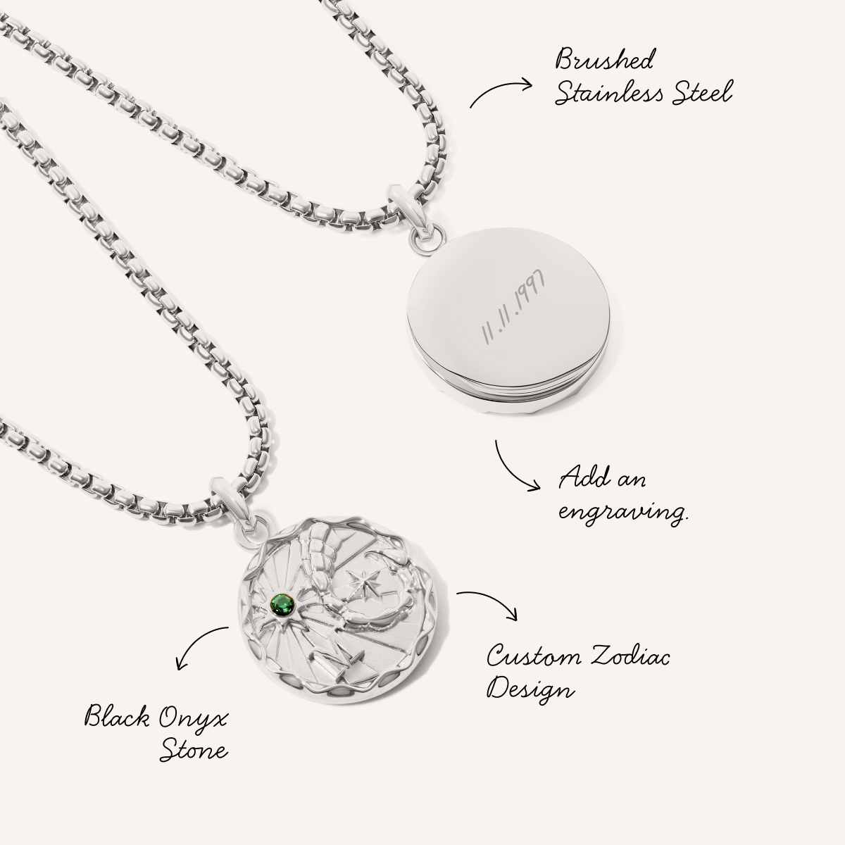 Traditional Zodiac Coin Necklace (Silver)