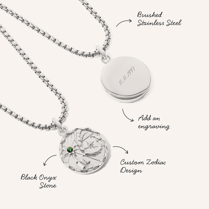 Traditional Zodiac Coin Necklace (Silver)