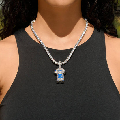 Dallas Cowboys Official NFL Ceedee Lamb Jersey #88 Pendant in White Gold