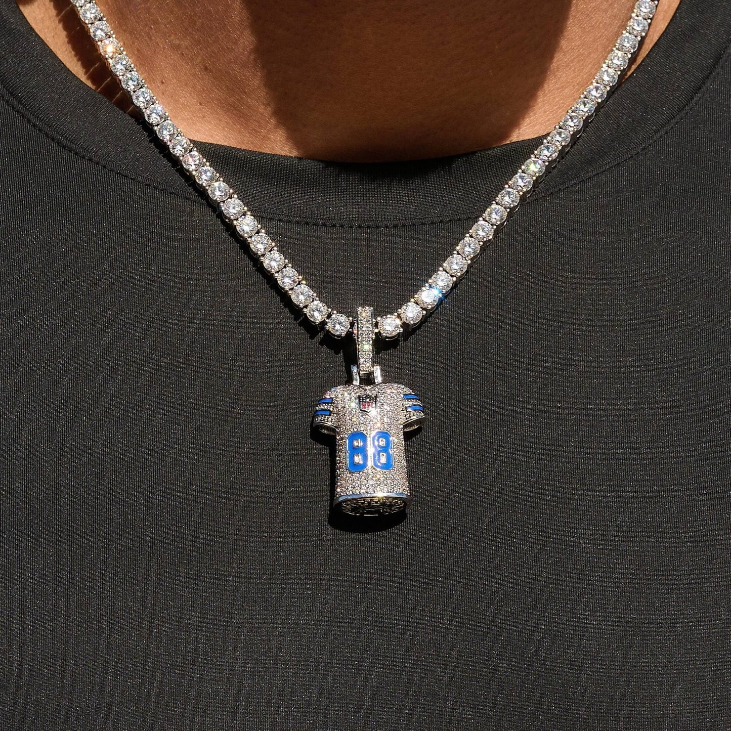 Dallas Cowboys Official NFL Ceedee Lamb Jersey #88 Pendant in White Gold