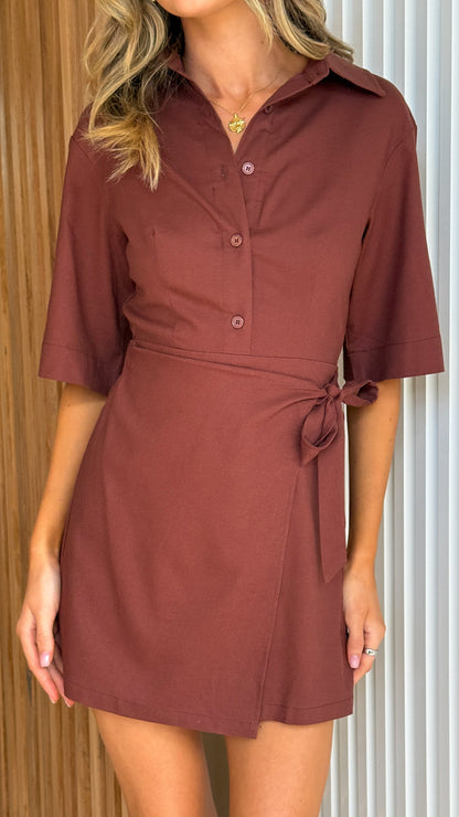 Bryce Wrap Playsuit - Chocolate