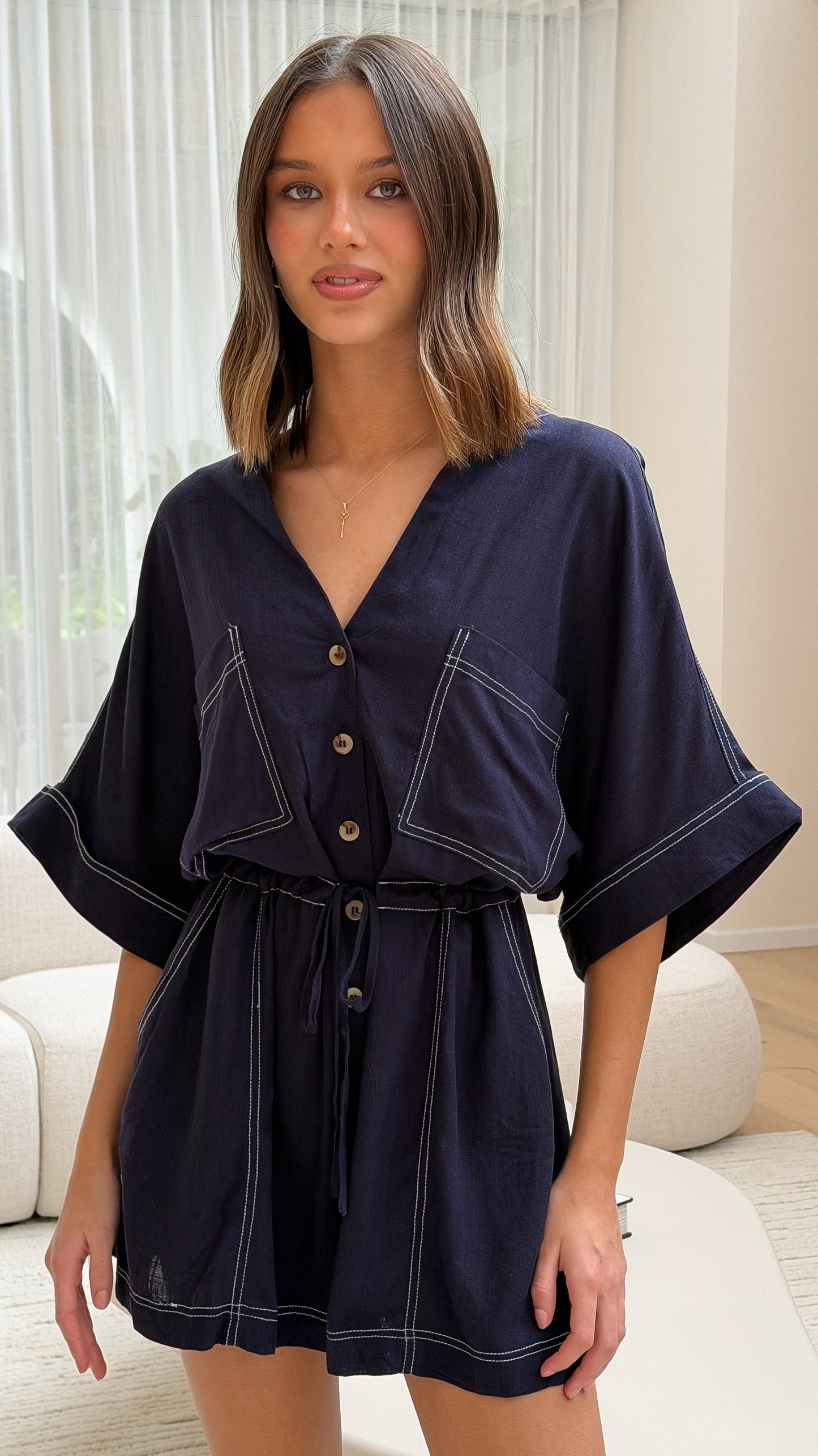 Cami Playsuit - Navy