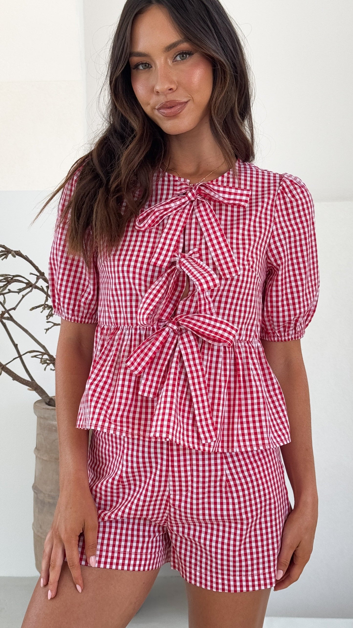 Belle Shorts - Red Check