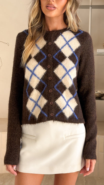 Amara Cardigan - Brown/Cream