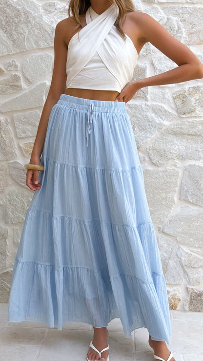 Cartier Tiered Maxi Skirt - Blue