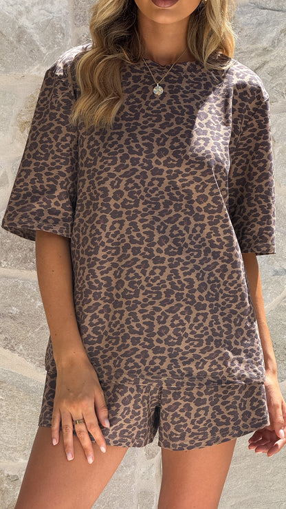 Bobby Crew Neck Tee - Leopard Print