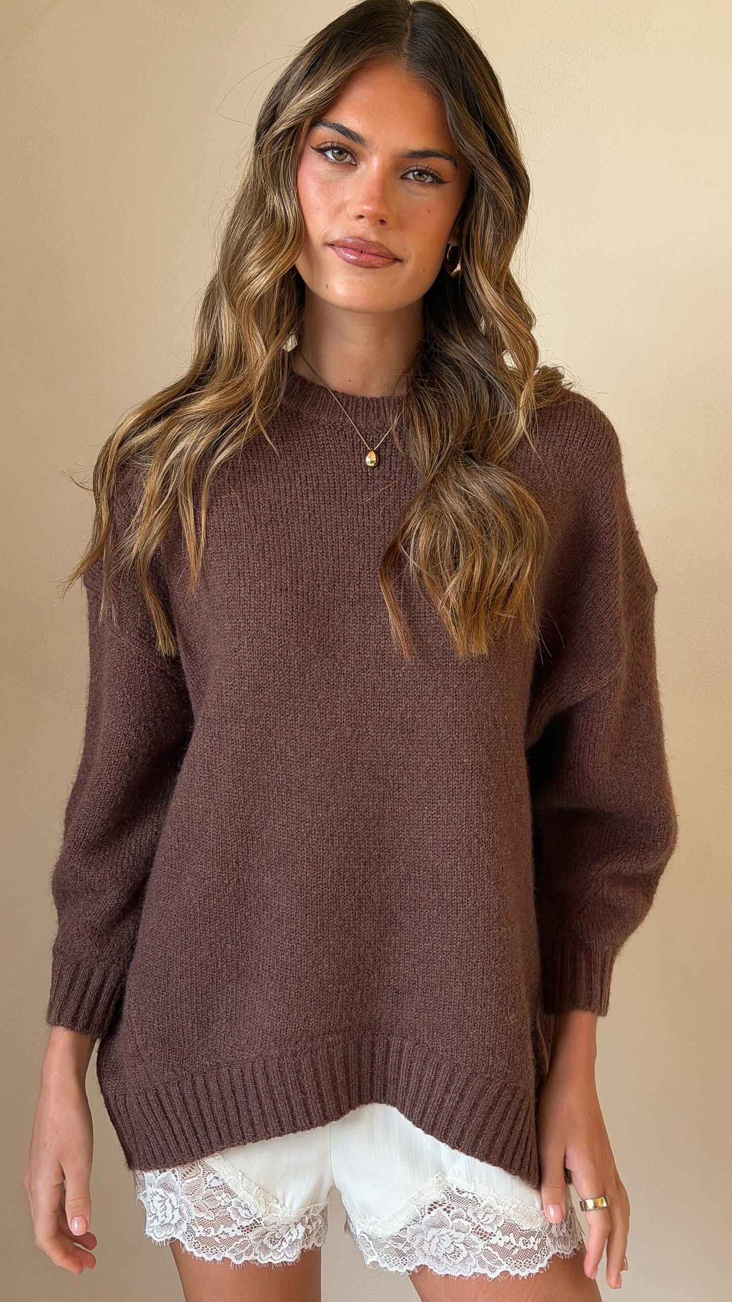 Belle Knit Sweater - Brown