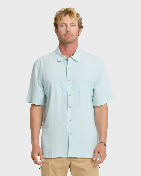 Waterman Tahiti Palms Premium Anti-Wrinkle Shirt - Cool Blue
