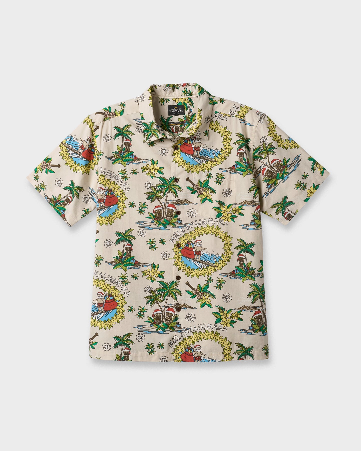 Waterman Surfing Santa Shirt - Moonbeam