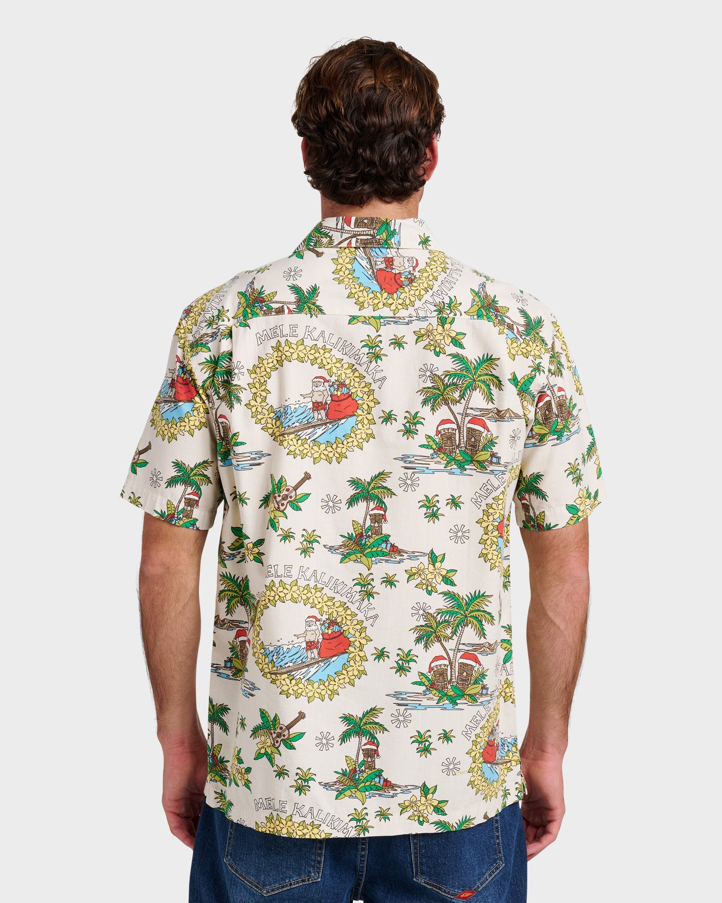 Waterman Surfing Santa Shirt - Moonbeam