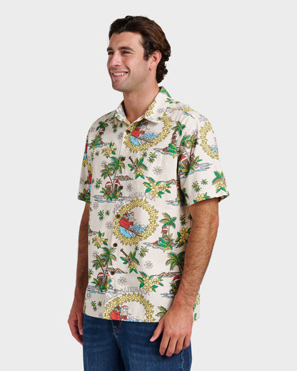 Waterman Surfing Santa Shirt - Moonbeam