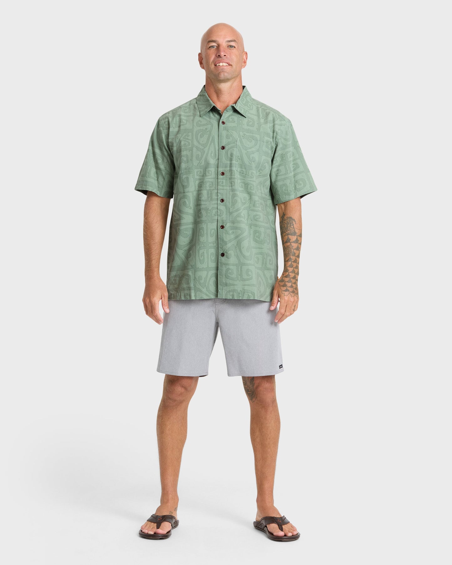 Waterman Tiki Beach Short Sleeve Shirt - Lily Pad
