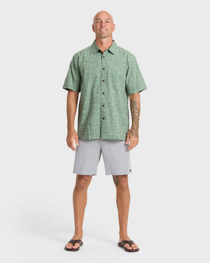 Waterman Tiki Beach Short Sleeve Shirt - Lily Pad
