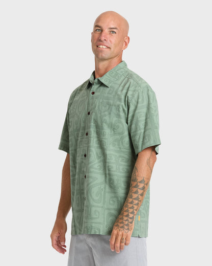 Waterman Tiki Beach Short Sleeve Shirt - Lily Pad