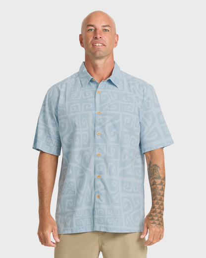 Waterman Tiki Beach Short Sleeve Shirt - Skyway
