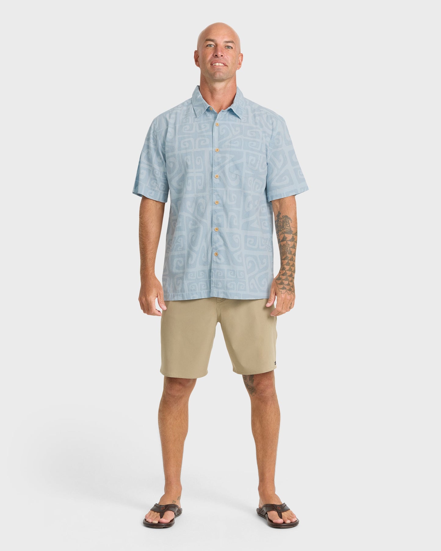 Waterman Tiki Beach Short Sleeve Shirt - Skyway