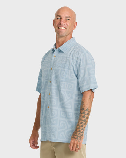 Waterman Tiki Beach Short Sleeve Shirt - Skyway