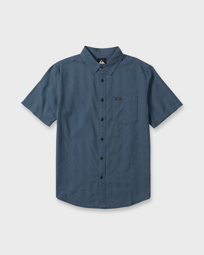 Dobby Stripe Classic Short Sleeve Woven Shirt - Dark Denim