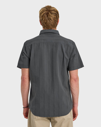 Dobby Stripe Classic Short Sleeve Shirt - Iron Gate