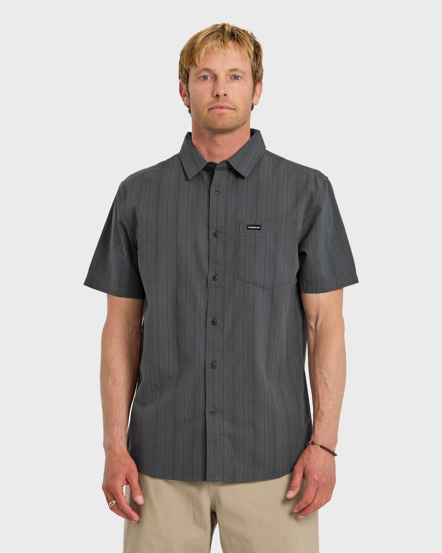 Dobby Stripe Classic Short Sleeve Shirt - Iron Gate