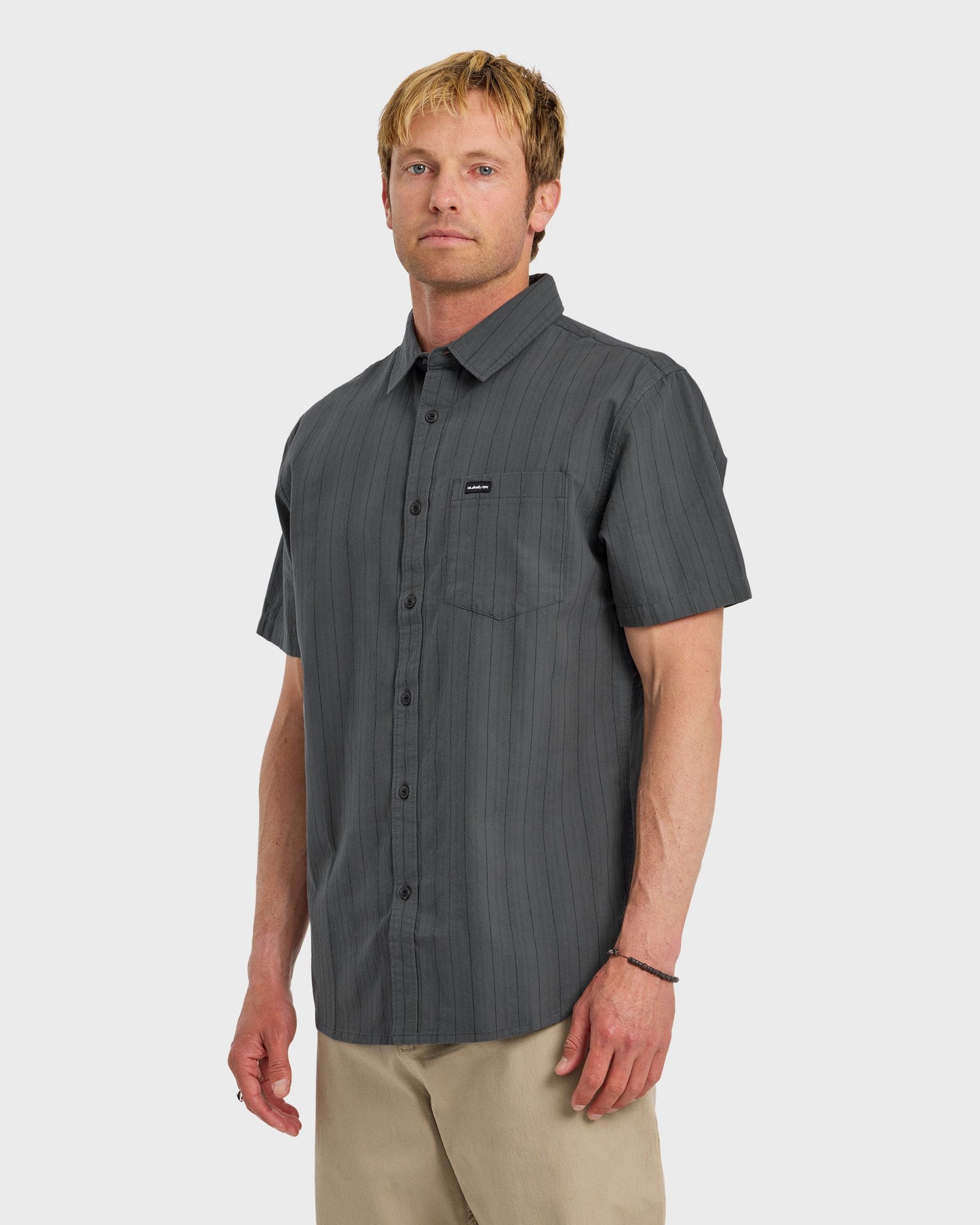 Dobby Stripe Classic Short Sleeve Shirt - Iron Gate