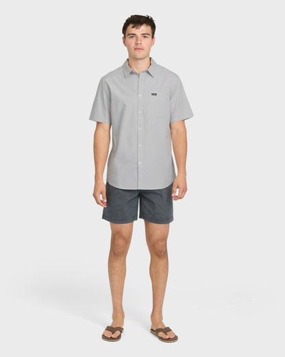 Shore Break Classic Short Sleeve Woven Button-Up Shirt - Micro Chip
