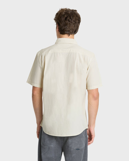 Shore Break Classic Short Sleeve Woven Button-Up Shirt - Silver Birch