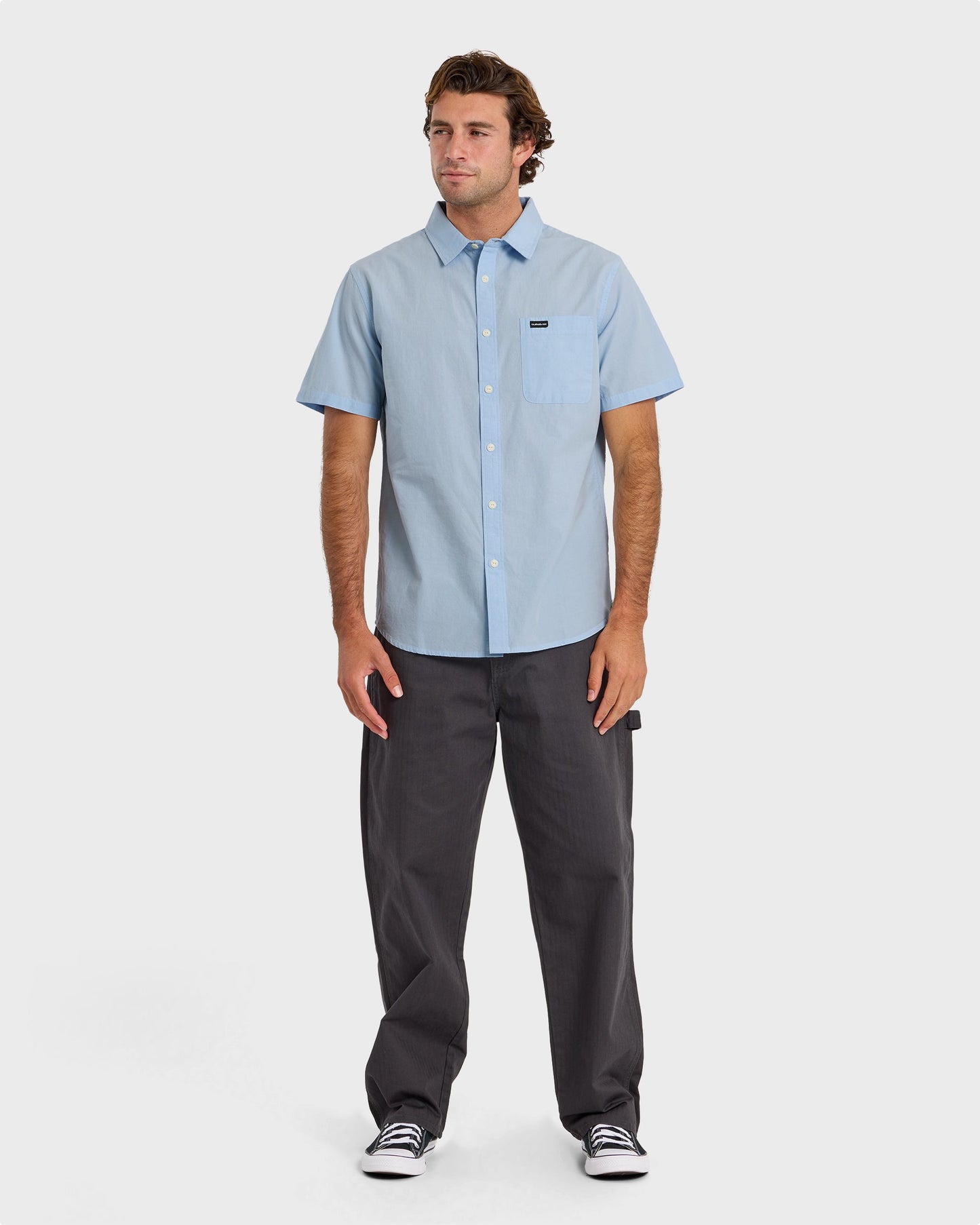 Shore Break Classic Short Sleeve Button-Up Shirt - Skyway