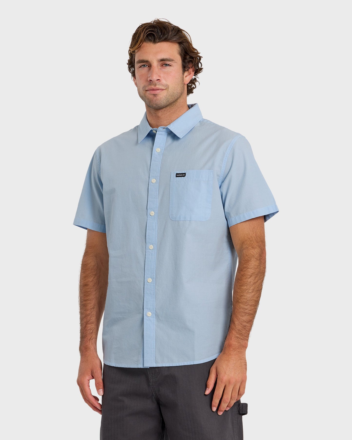 Shore Break Classic Short Sleeve Button-Up Shirt - Skyway